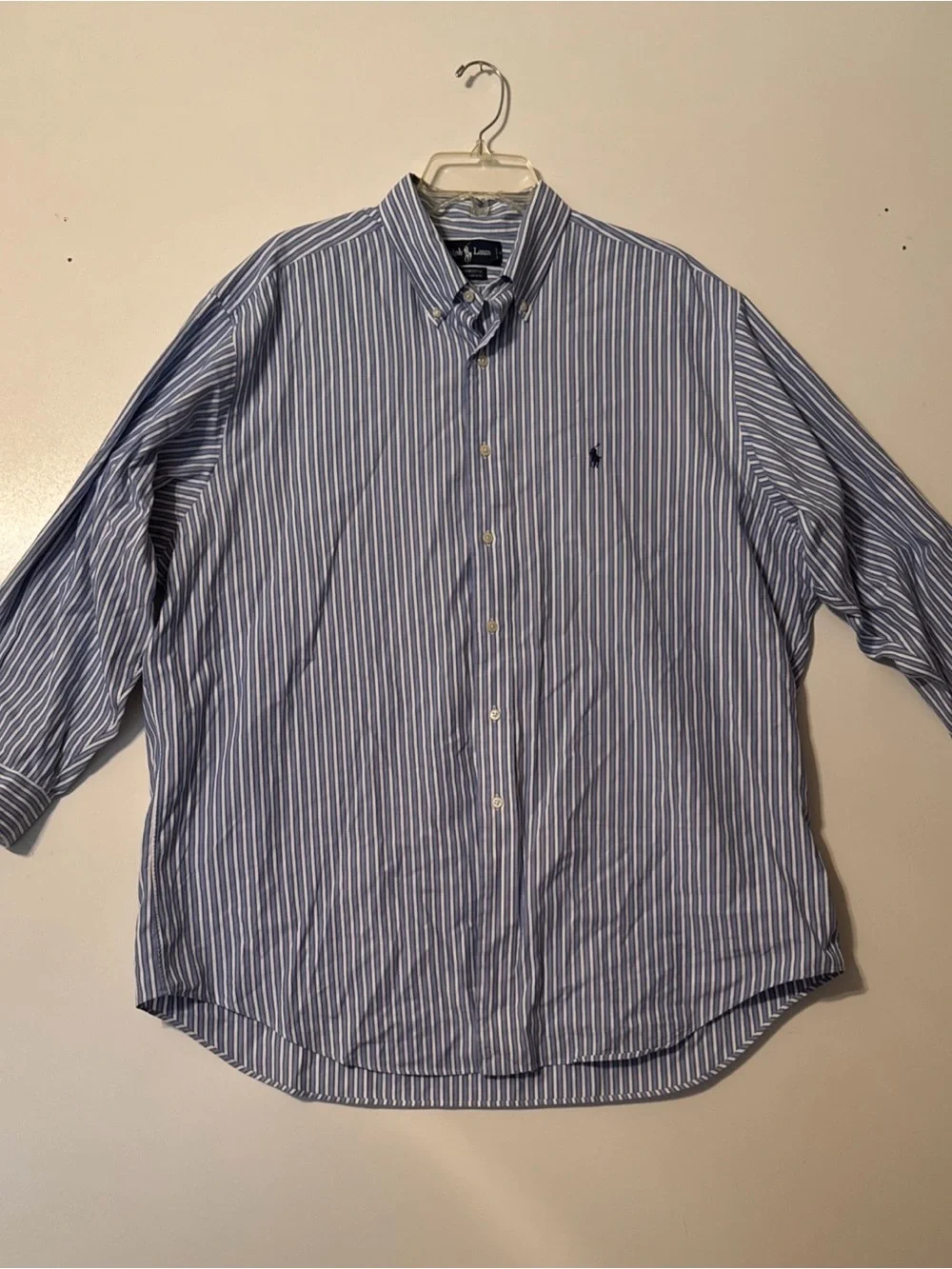 Polo Ralph Lawrence Classic Button-Down Striped Dress Shirt - Blue/White